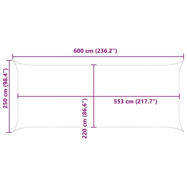 Solskugge segel Antracit 6 x 2,5 m 100% polyester oxford