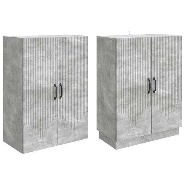Skåpset 2 pcs Betonggrå Konstruerat trä