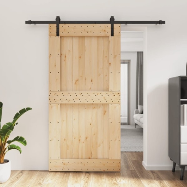 Skjutdörr med beslag 100x210 cm massiv furu