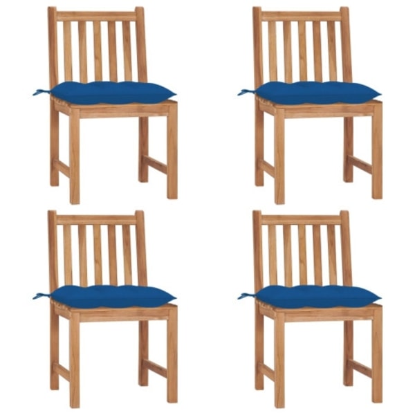 Trädgårdsstolar 4 st med dynor massiv teak