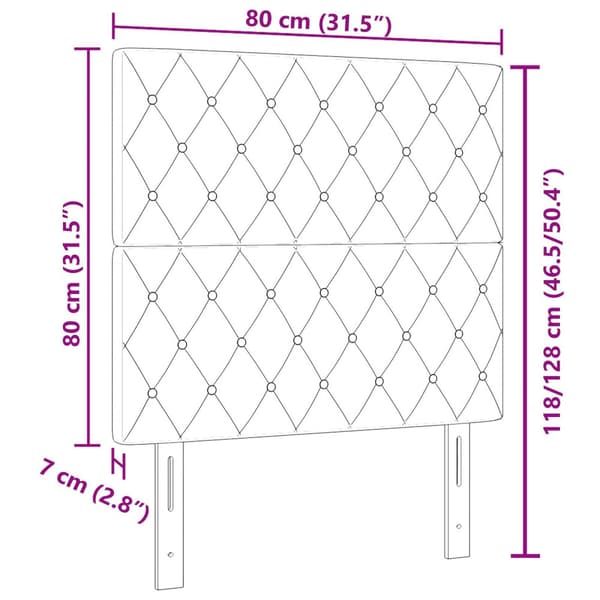 Huvudgavel Svart 80 cm Sammet
