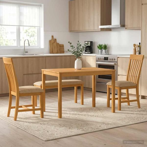 Matgrupp 4 st Beige Massivt Ekträ