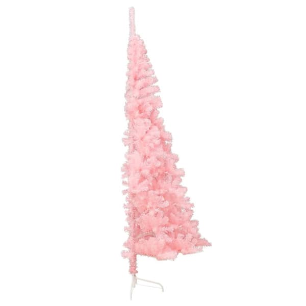 Halv plastgran med stativ rosa 150 cm PVC