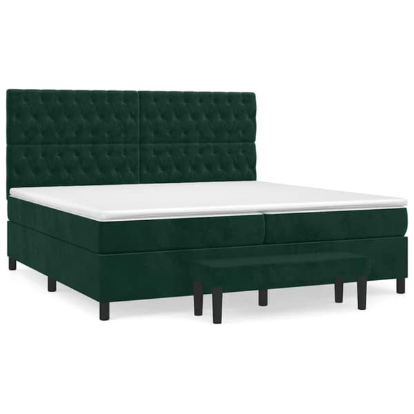 Ramsäng med madrass mörkgrön 200x200 cm sammet