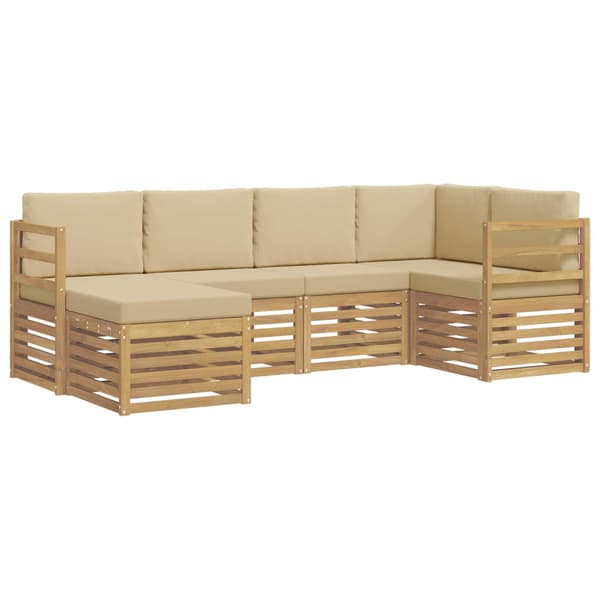 Utomhussoffset 6 pcs Vit och Beige Polyester