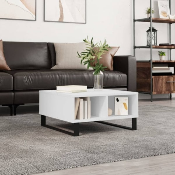 Soffbord vit 60x60x30 cm konstruerat trä