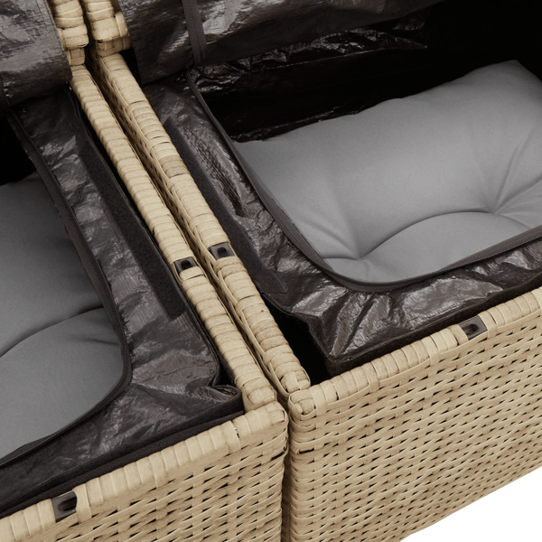 Trädgårdsoffset med lagring 9 pcs Beige Poly rattan