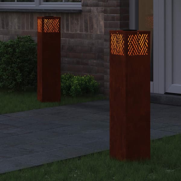 Solar LED Stig Ljus 2 pcs Brons Väderbeständig stål