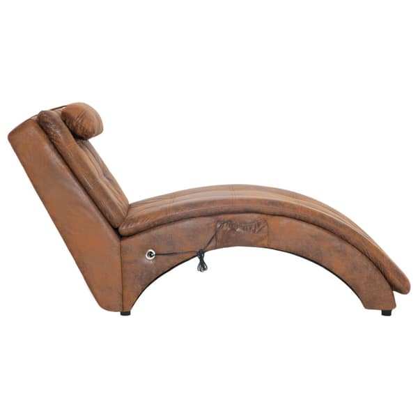 Massageschäslong med kudde brun konstmocka