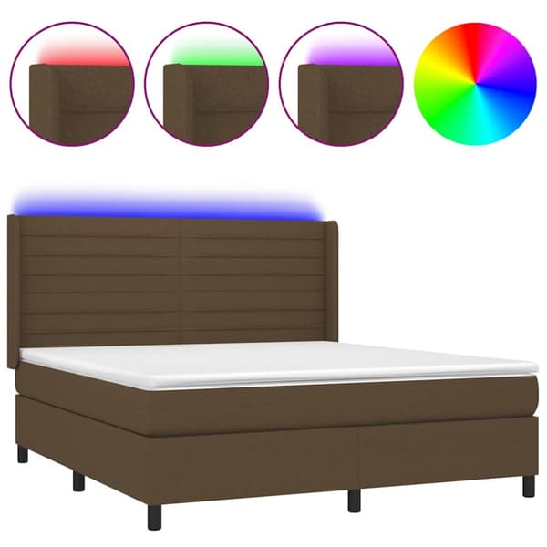 LED Box Säng med huvudgavel tyg