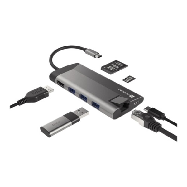 Natec Fowler Plus - dockningsstation - USB-C - HDMI - 1GbE