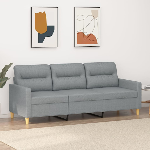 3-sitssoffa ljusgrå 180 cm tyg