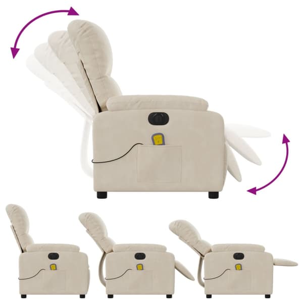 Elektrisk massagefåtölj beige mikrofibertyg