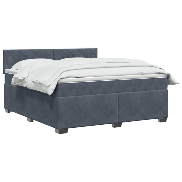 Boxspring säng med madrass och LED Mörkgrå 200 x 200 cm Sammet