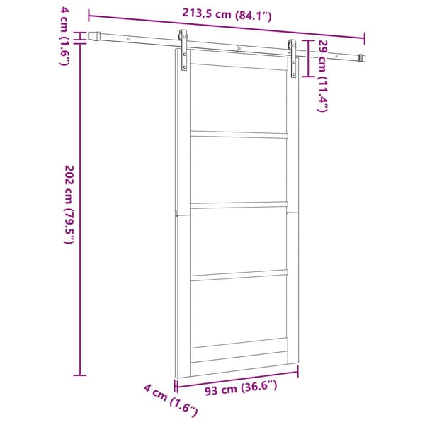 Skjutdörr 93 x 211 cm Konstruerat trä Vit och svart