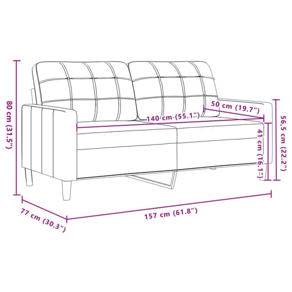 Soffa 2-sits brun 140 cm sammet