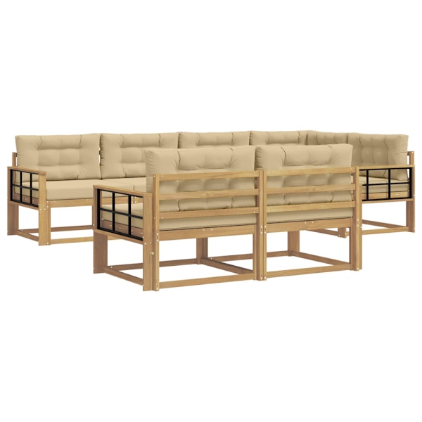Utomhussoffset med kudde 6 pcs Vit och Beige Polyester