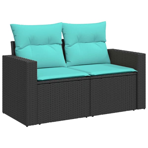 Soffset 8 st Svart och blå 55 x 55 x 37 cm Poly Rattan och stål