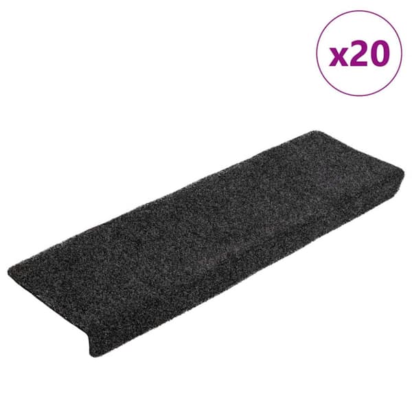 Trappmattor självhäftande 20 st 65x21x4 cm svarta rektangulära kanter