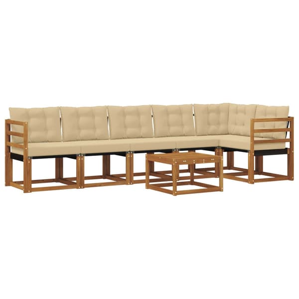Utomhussoffset med kudde 7 pcs Naturlig och Beige