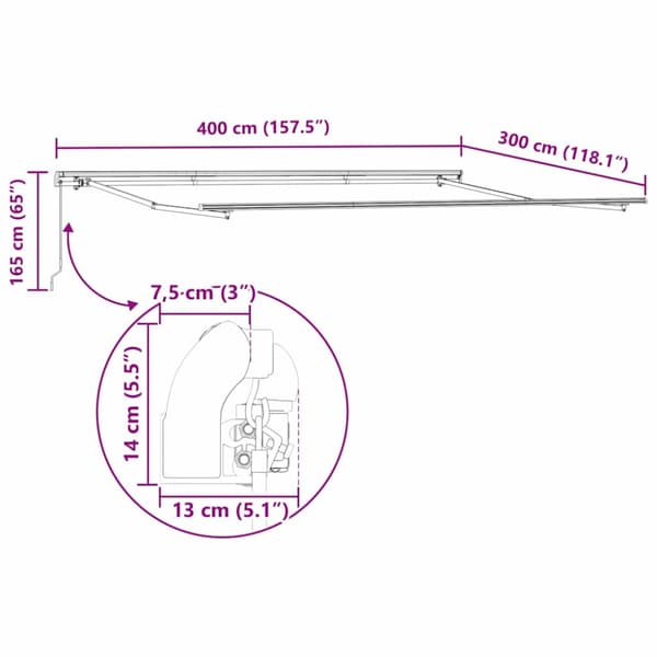 Utdragbar markis Flerfärgsdesign 400 × 350 cm