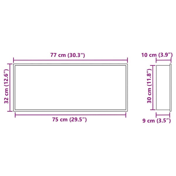 Dusch Nisch Vit 75 x 30 x 9,5 cm Rostfritt stål