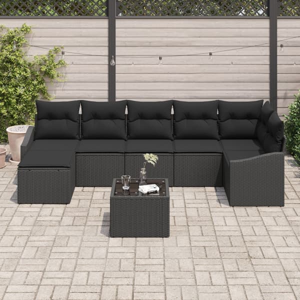 Soffset med kudde 8 pcs Svart konstrotting