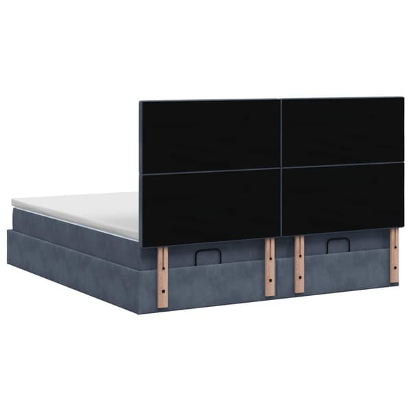 Ottoman-säng med madrass och LED Mörkgrå 200 x 200 cm Sammet