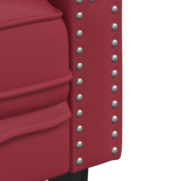 Soffgrupp chesterfield 3 delar vinröd konstläder