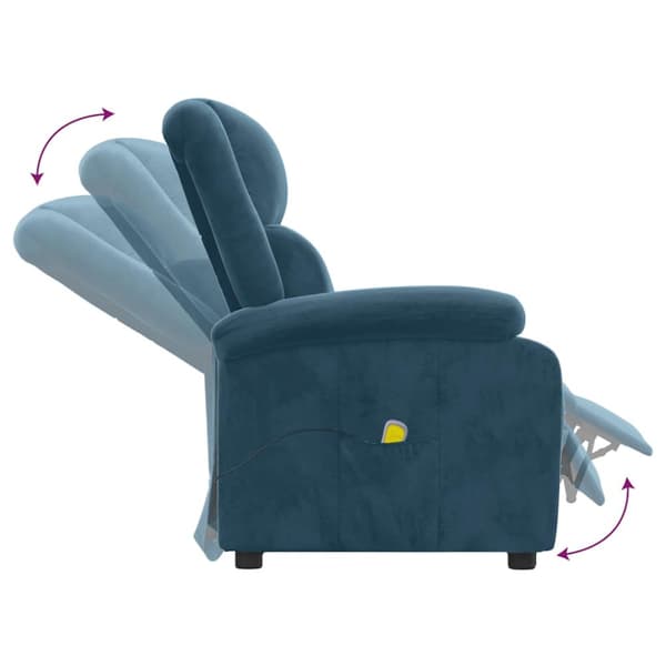 Massagefåtölj blå sammet