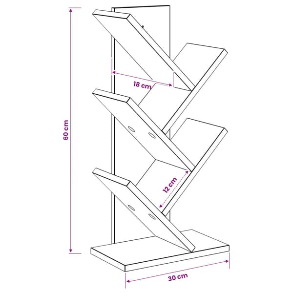 Trä Bokhylla 4-Plan 30 x 18 x 60 cm Konstruerat trä Vit