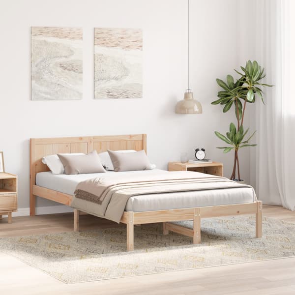Sängram Brun 135 x 190 cm Massivt tallträ