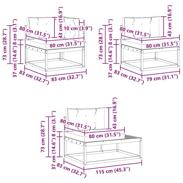 Utomhussoffset med kudde Vit 357 x 198,5 x 73 cm Polyester