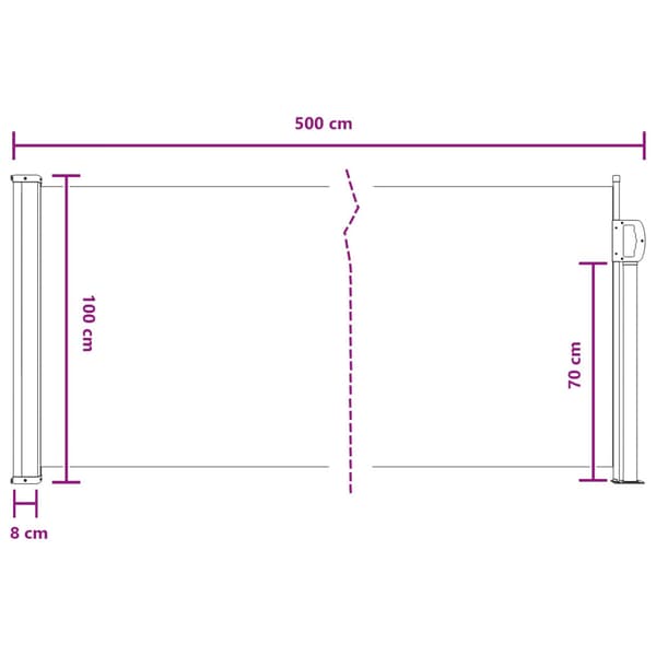 Utfällbar sidomarkis Sand 500 x 100 cm Polyester