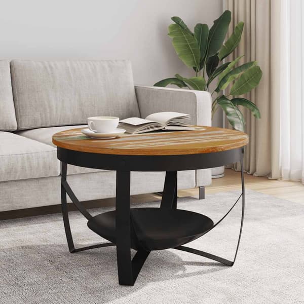 Soffbord Ø68x43 cm massivt återvunnet trä