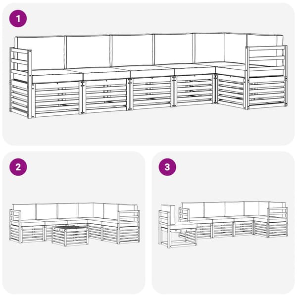 Utomhussoffset 6 pcs Vit och antracit 306 x 128,5 x 73 cm