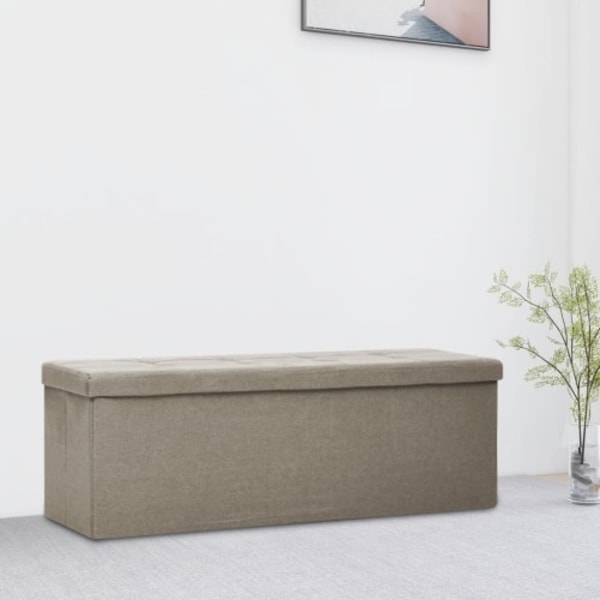Hopfällbar förvaringsbänk taupe konstlinne