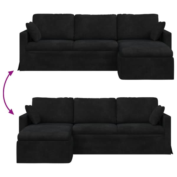 Soffa Svart 228 x 134 x 80 cm Sammet