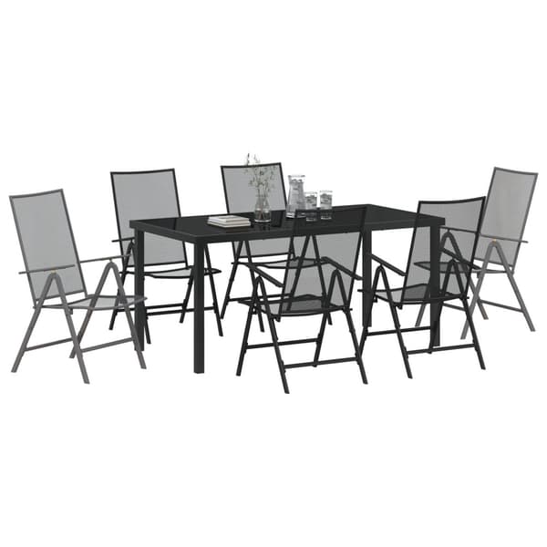 Trädgårdsmöbelset 7 pcs Antracit Pulverlackerat stål