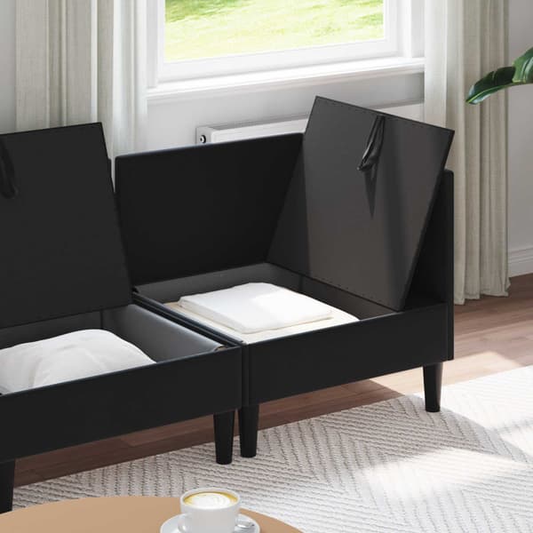 Möbelset för vardagsrummet med kudde 3 pcs Svart Sammet
