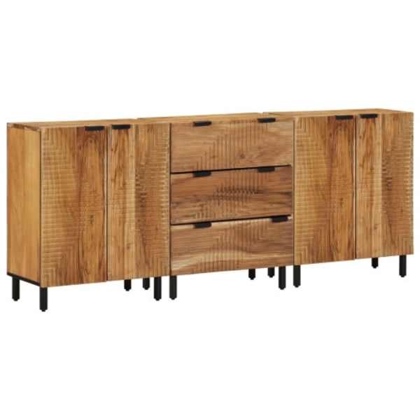 3-delars sideboards bruna 60x33x75 cm i massivt akaciaträ