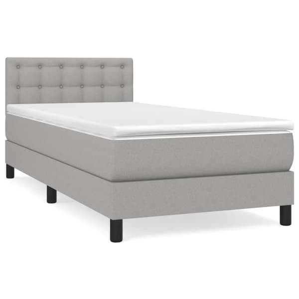 Ramsäng med madrass ljusgrå 100x200 cm tyg