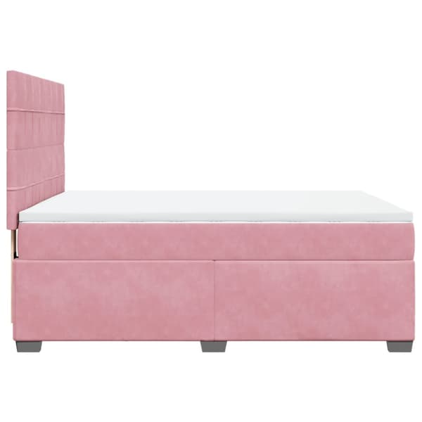 Ramsäng med madrass rosa 140x200 cm sammet