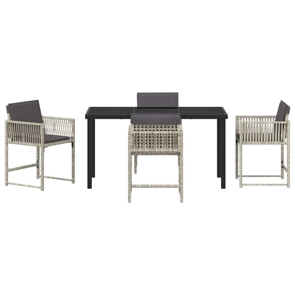 Trädgårdsmöbelset 5 pcs Ljusgrå konstrotting