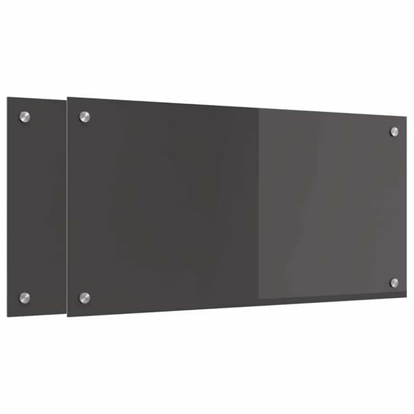 Köksskydd 2 pcs Mörkgrå 80 x 40 cm härdat glas