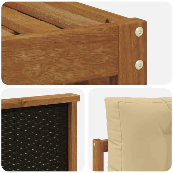 Utomhussoffset med kudde 4 pcs Naturlig och Beige Polyester