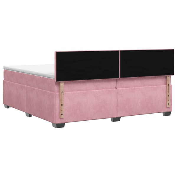 Boxspring säng med madrass och LED Rosa 200 x 200 cm Sammet