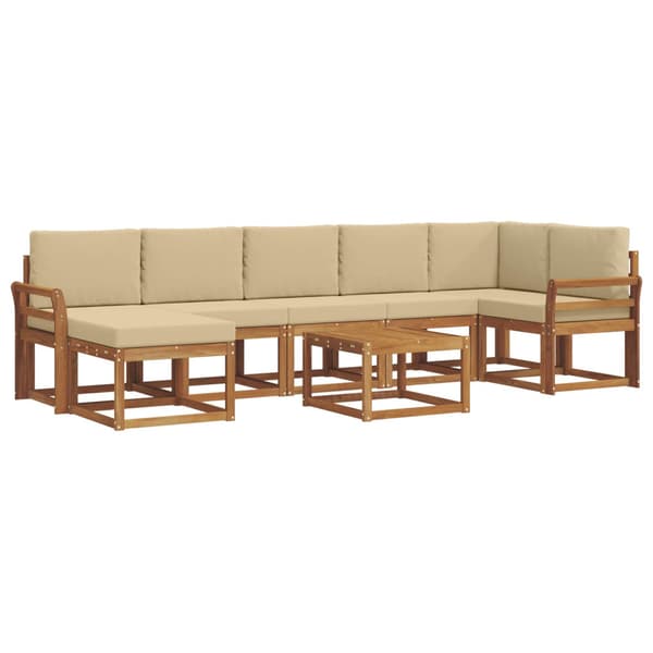 Utomhussoffset med kudde 8 pcs Naturlig och Beige