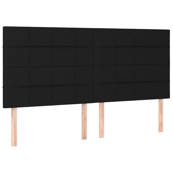 Sänggavel LED svart 180x5x118/128 cm tyg