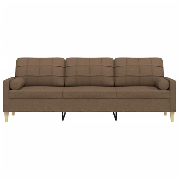 3-sitssoffa med prydnadskuddar brun 210 cm tyg